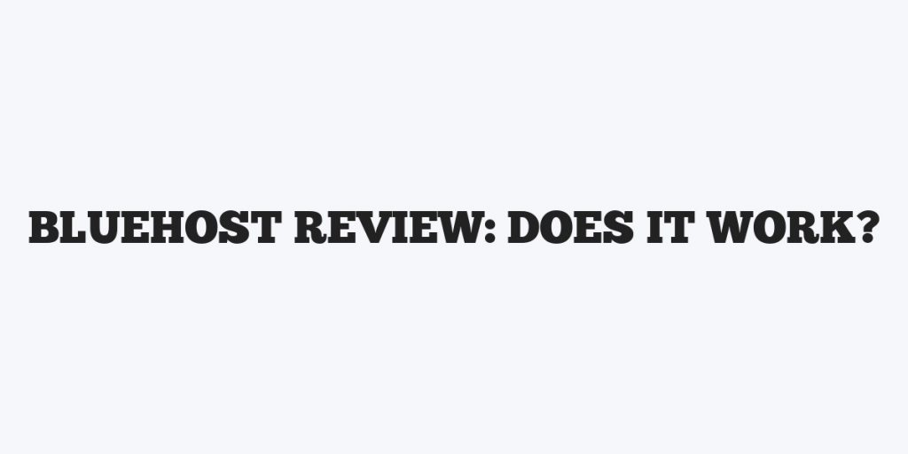 Bluehost Review: Does it Work?